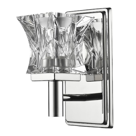 Estallar 8 x 4.5 x 5 in. Arabella 1-Light Polished Nickel Sconce with Pressed Crystal Shade ES3102654